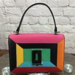Karl Lagerfeld  Paris Simone Front Flap Bag Purse Color Block Missing Strap Photo 0
