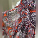 The Limited  Violet Orange White Paisley Print Sheer Fringe Wrap Scarf Photo 8