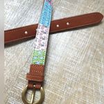 Vineyard Vines  Patchwork Silk Leather Buckle Belt  Women’s XS Preppy Coastal Photo 3