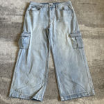 Oliver Logan Jeans Womens 35 Blue Wide Leg Cargo Madison High Rise Light Wash Photo 0