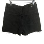 ZARA Black Ultra High Rise Button Fly Raw Hem Mom Jeans Shorts Photo 4
