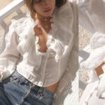 Anthropologie  Divine Heritage Ruched Ruffle Blouse Size Small NWT $295 Photo 0