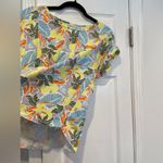 L.L. Bean Signature Size M Rangeley Cotton Tee Scoop Neck Lemon Floral Tee Shirt Yellow Size M Photo 3