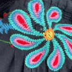 Johnny Was JWLA Black Dress Off Shoulder Long Sleeve Floral Embroidered Size S Photo 9