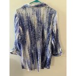 JM Collection  Womens Blue Semi Sheer Button Down Size XXL Blue Striped Coastal Photo 1