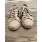 Adidas women's size 9 white/blue 3-stripe lace-up leather sneakers Photo 8