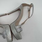 PELLE MODA Heels Size 8 Onora Platform Silver Rhinestone Crystals Strappy Ankle Photo 3