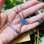 Sterling Silver Blue Opal CZ Frog Necklace Photo 0