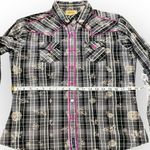 Wrangler  Women’s Western Plaid Button Up Shirt Black White Pink Size Small Photo 4