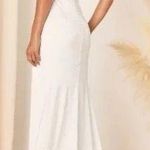 Lulus Eternity Together White Satin Halter Mermaid Maxi Dress Size L Size L Photo 1