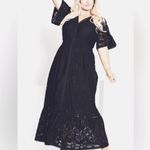 🆕 Aveology Dress Plus 16 1X Elegant Black Flutter Sleeve Lace Maxi Lacy NWT NEW Photo 1