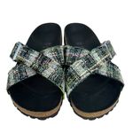 Birkenstock 36 US 5 Siena Rivot Logo Festive Weave Green Textile Vegan Sandals Photo 1