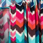 La Blanca ‎ Puff Tie Sleeve Keyhole Neckline Zig-Zag Knit Smock Waist Coverup Photo 5