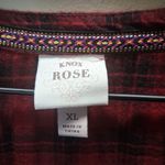 Knox Rose  Button Front Long Sleeve Smocked Top Red Plaid High Low Hem Rayon XL Photo 12