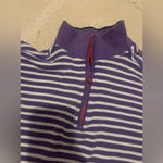 Robert Graham  striped purple white quarter zip sweater M classic shirt preppy Photo 3