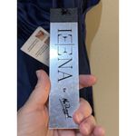 NWT IEENA Mac Duggal Plunge Neck Long Sleeve Satin Gown in Midnight Size 10 Blue Photo 10