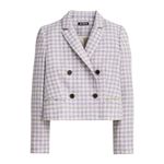 J.Crew - Purple Checkered Blazer Cropped Double Breast Blazer English Wool Sz 2 Photo 1