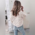 Chicwish Womens soft heart shaped balls Thick open Cardigan Sweater ivory cream Photo 3