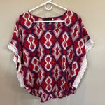 My Michelle  Red and Blue Dolman Sleeve Blouse Photo 0