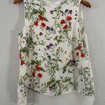 Rose + Olive 🦋  Cream Floral Sleeveless Blouse Casual Formal Spring Medium Photo 0