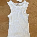 Lounge  - Fringed Rib Sleeveless Tank Top in White Photo 0