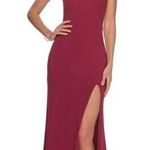 La Femme  One-Shoulder Jersey Gown in Burgundy Size US 6 Photo 0