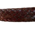 Talbots brown genuine leather braided adjustable belt brass buckle women's M Photo 4