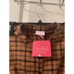 Isabel Maternity Women's Plus Size XXL Flannel Brown Black Long Sleeve Shirt Top Photo 2