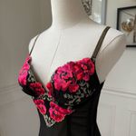 Victoria's Secret Victoria Secret Bustier Top 34B Black Floral Embroidered Mesh Dark Fairy Witchy Photo 4