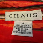 Chaus orange and Red stripped Skirt‎ 100% silk size 14 Photo 3