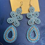 Stella & Dot TURQUOISE AND GOLD CAPRI CHANDELIER EARRINGS FUN FABULOUS VERY CHIC Photo 0