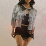 New Silver Tinsel Fringe Jacket women sz S/M Costume Cowgirl Festival Concert Photo 1