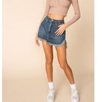 One Teaspoon Revolve Dirty Indigo Frayed Hem Cotton Mini Jeans Skirt(Size 26) Photo 2