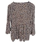 Chloe Rene Shirt Womens Sz M New Leopard Blouse Pleated Lightweight Top Size M Photo 2