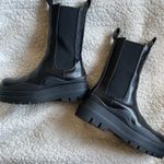 Black Faux Leather Midi Boots Size 6 Photo 2