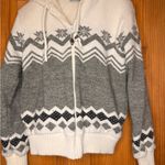 Outdoor Exchange Sherpa Lined Zip Up Sweater Hoodie Nordic Fair Isle Gray Photo 0