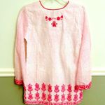 Bella Tu Pink White Floral Embroidered Beaded V Photo 1