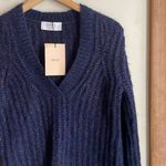 La Ligne Fuzzy Wuzzy V Neck Sweater Navy Blue Size XS Photo 3
