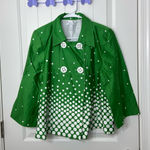 NWOT Dress Barn‎ women’s green white dot wide sleeve peacoat jacket large Photo 0
