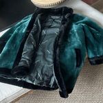 Christian Dior  Boutique Fourrure Emerald Green Black Trimmed Faux Fur Photo 0