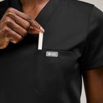 FIGS  Sona FORMx Slim V-Neck Scrub Top in Black, Size X-Small Photo 4