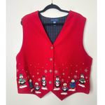 Karen Scott Womens XL Red Vest Snowman Christmas Holiday Festive Winter Penguin Photo 0