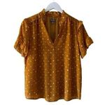 J.Crew Point Sur V Neck Flutter Sleeves Mustard Marigold Ivory Polka SZ S #2192 Photo 0