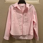 Beach Lunch Lounge Pink Striped Button-Up Long Sleeve Shirt Photo 0