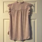 Loft  XS Heart Ruffle Henley Shell Sleeveless Top Light Pink Photo 5