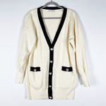 Rebecca Vallance Tancy Cotton Stretch Knit Pearl Button Front Cardigan Sweater L Photo 0