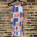 Faded Glory  Tiered Keyhole Tassel Tie Patchwork Print Mini Dress Size Small Photo 5
