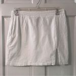 SheIn Solid White Mini Skirt with Slit Photo 1