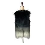 Skies Are Blue Vest Women Small Gray Ombre Faux Fur Open Outdoor Outerwear Photo 2