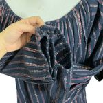 Mes Demoiselles Elize Blouse Women’s Size M Lurex Striped Cotton Peasant Top Blue Size M Photo 6